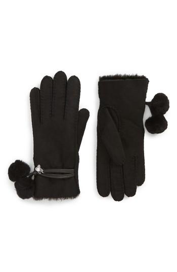 Women's Ugg Genuine Shearlng Gloves With Pom Charms