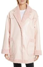 Women's Opening Ceremony Faux Shearling & Faux Patent Reversible Coat - Pink