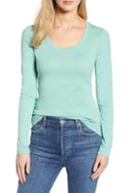 Women's Caslon 'melody' Long Sleeve Scoop Neck Tee - Green