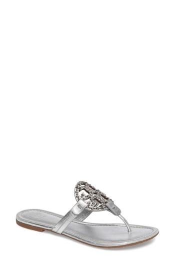 Women's Tory Burch Miller Embellished Sandal .5 M - Grey