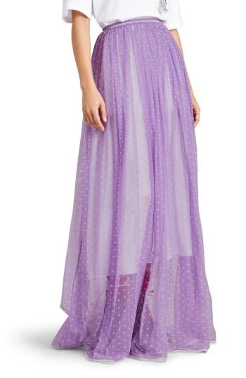 Women's Burberry Flocked Tulle Maxi Skirt - Purple