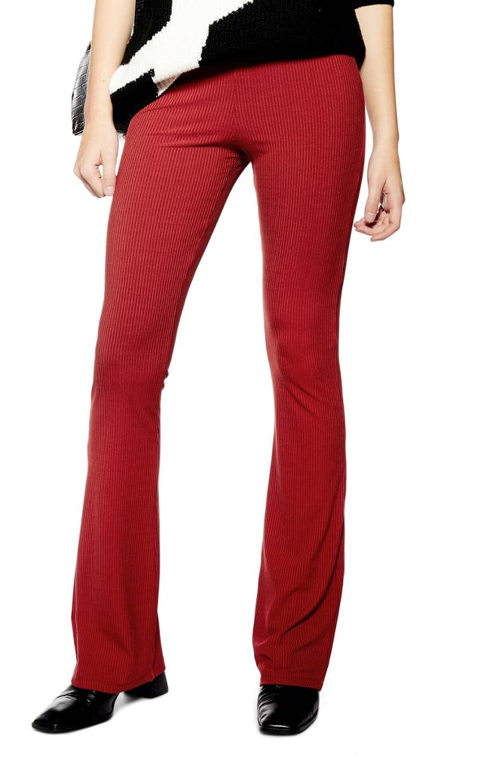 Women's Topshop Skinny Ribbed Flare Pants Us (fits Like 0) - Metallic
