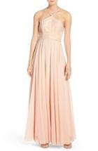 Women's Lulus High Neck Lace & Chiffon Gown