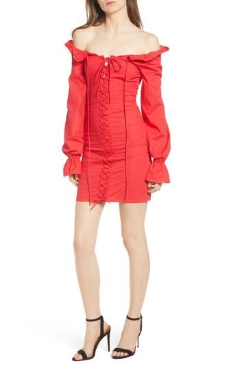Women's Lioness Foxy Off The Shoulder Minidress - Red