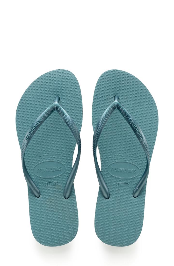 Women's Havaianas 'slim' Flip Flop /40 Br - Blue/green
