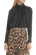 Women's Adam Lippes Print Satin Chiffon Blouse With Detachable Tie