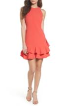 Women's Chelsea28 Tiered Ruffle Hem Dress (similar To 12w-14w) - Coral