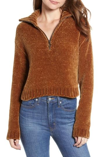 Women's Thread & Supply Half Zip Chenille Pullover - Brown
