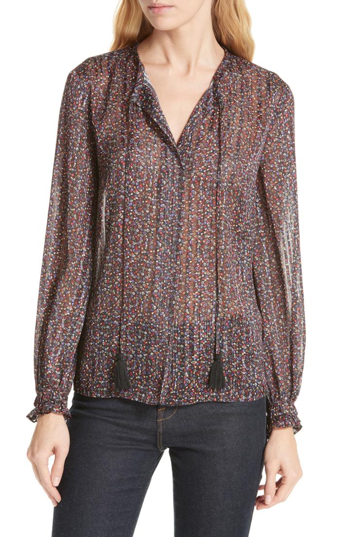 Women's Derek Lam 10 Crosby Smocked Cuff Blouse - Black