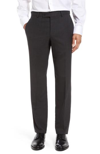 Men's Ted Baker London Jefferson Flat Front Check Wool Trousers R - Brown