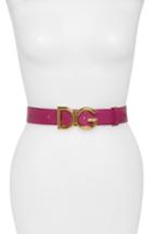 Women's Dolce & Gabbana Family Lux Metal Logo Buckle Leather Belt - Orchidea/ Ottone