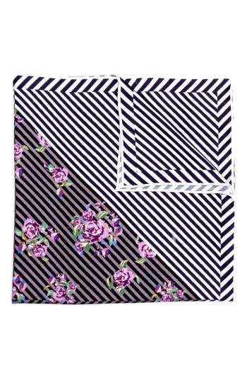 Men's Hook + Albert Necker Geo Floral Silk Pocket Square, Size - Purple