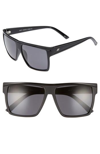 Women's Le Specs Dirty Magic 56mm Rectangle Sunglasses - Matte Black