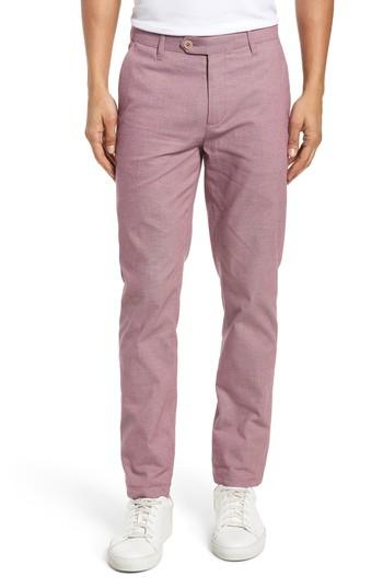 Men's Ted Baker London Holldet Flat Front Stretch Solid Cotton Pants L - Red