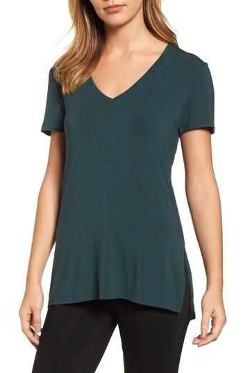 Women's Halogen V-neck Tunic Tee, Size - Green