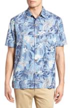 Men's Tommy Bahama El Medano Jungle Silk Camp Shirt, Size - Blue