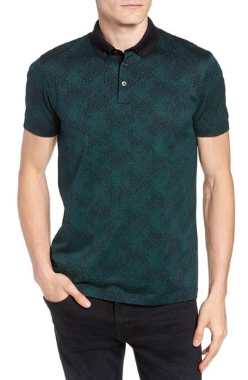 Men's Boss Pitton Slim Fit Jacquard Polo - Green