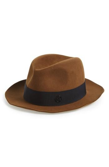 Women's Maison Michel Joseph Fur Felt Hat - Brown