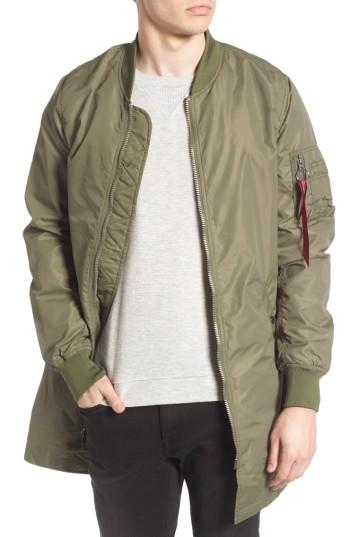 Men's Alpha Industries L-2b Longline Flight Jacket - Green