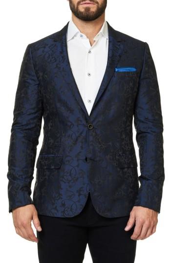 Men's Maceoo Scroll Jacquard Sport Coat (s) - Blue