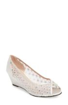Women's Pink Paradox London Brianna Crystal Embellished Lace Wedge M - Ivory
