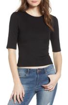 Women's Leith Ribbed Crop Tee, Size - Black