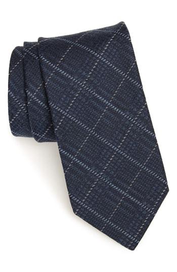 Men's Nordstrom Men's Shop Cadeo Plaid Wool & Silk Tie, Size - Blue
