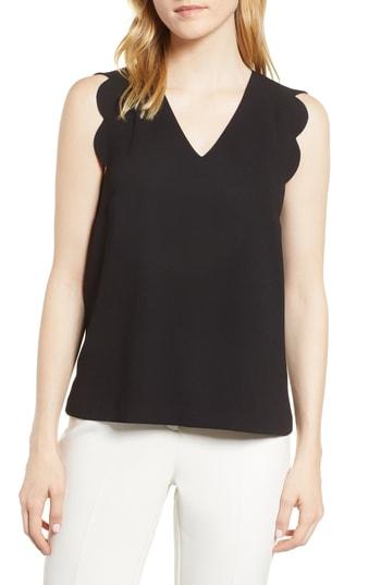Women's Cece Scallop Edge Top, Size - Black