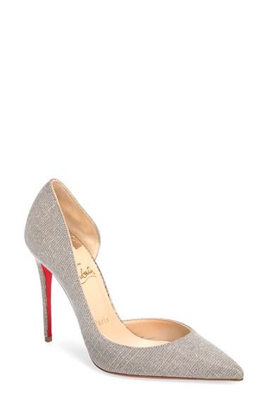 Women's Christian Louboutin 'iriza' Half D'orsay Glitter Pump Us / 35eu - Metallic