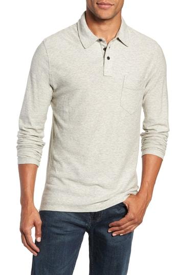 Men's Billy Reid Stripe Cotton & Cashmere Polo - Grey