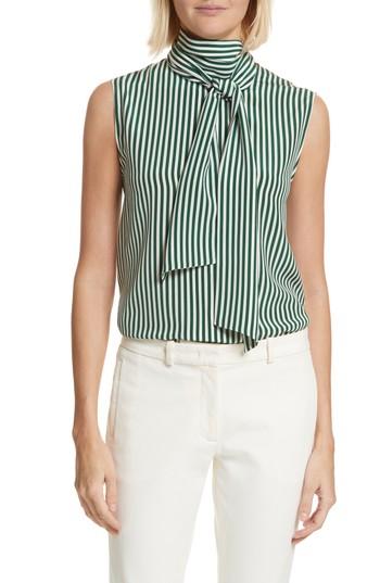 Women's Joseph Noon Deck Chair Stripe Silk Blouse Us / 42 Fr - Green