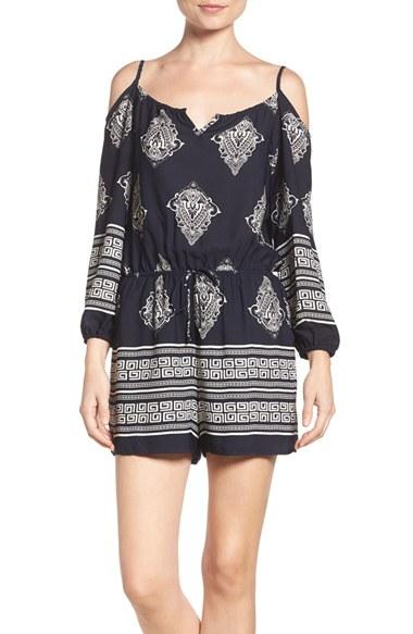 Women's Fraiche By J Cold Shoulder Romper - Blue