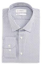 Men's Calibrate Trim Fit Non-iron Stretch Check Dress Shirt 32/33 - Blue