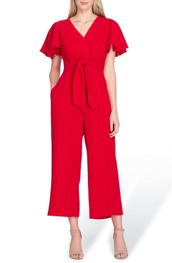 Women's Tahari Short Sleeve Crepe Jumpsuit