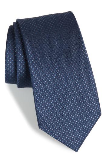 Men's The Tie Bar Dotten Dot Silk & Cotton Tie, Size X-long X-long - Blue