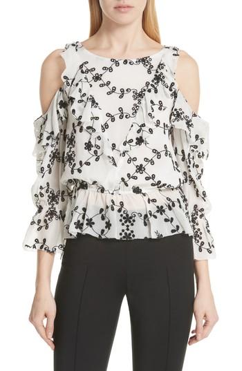 Women's Joie Carlyton Eyelet Silk Top, Size - White
