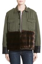 Women's Harvey Faircloth Vintage Army Jacket With Faux Fur Trim - Green