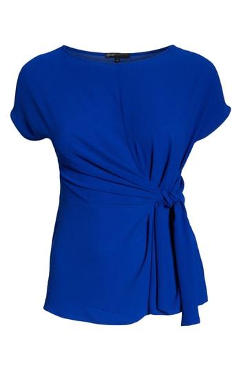 Petite Women's Gibson Tie Front Blouse P - Blue