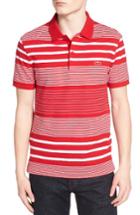 Men's Lacoste Stripe Pique Polo (m) - Red