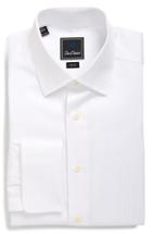 Men's David Donahue Trim Fit Stripe Dress Shirt 34/35 - White