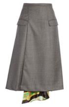 Women's Toga Scarf Panel Wool Wrap Skirt Us / 40 Fr - Grey