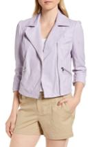 Women's Nordstrom Signature Crop Leather Moto Jacket - Purple