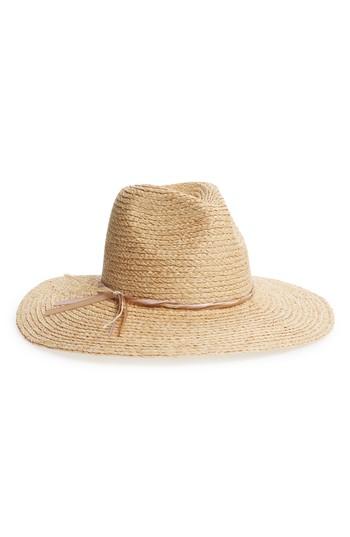 Women's Sole Society Floral Embroidered Straw Sun Hat - Beige