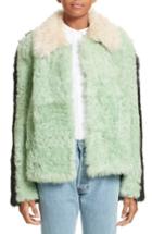 Women's Sandy Liang Cashew Genuine Shearling Coat Us / 38 Fr - Green