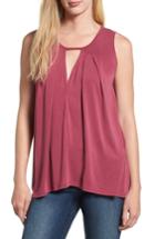 Women's Lucky Brand Sandwashed Choker Neck Top - Burgundy