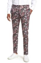 Men's Topman Ultra Skinny Fit Hibiscus Print Suit Trousers X 34 - Pink