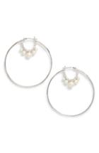Women's Vince Camuto Imitation Pearl & Pave Hoop Earrings