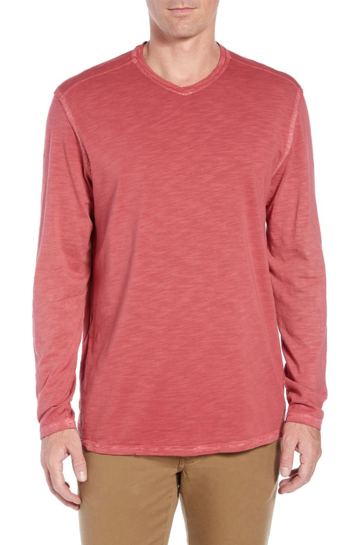 Men's Tommy Bahama Suncoast Shores Long Sleeve V-neck T-shirt, Size - Purple