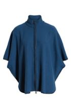 Women's Anne Klein Zip Front Wool Cape, Size - Blue
