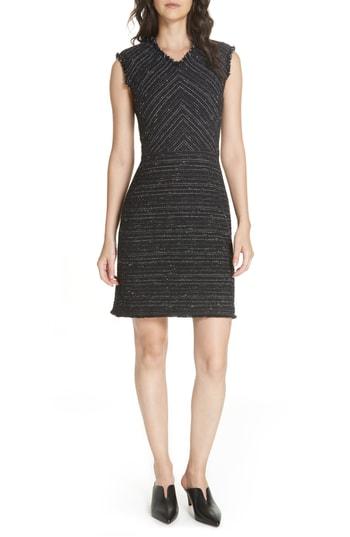 Women's Rebecca Taylor Stretch Cotton Blend Tweed Sheath Dress - Black